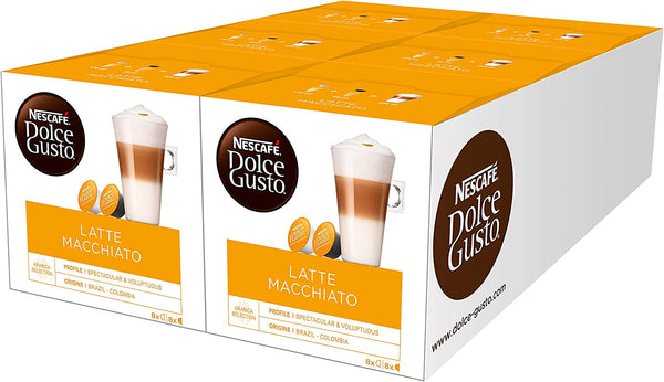 Nescafe Dolce Gusto Latte Macchiato Coffee Pods (Pack of 6 | 96 Capsules)