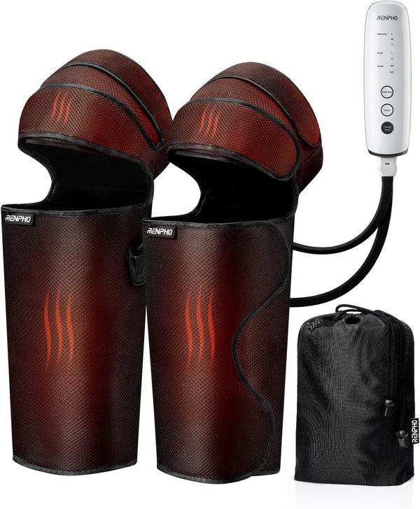 RENPHO Leg Massager with Heat Air Compression Knee Calf Massage for Circulation, 2 Heat 2 Modes 3 Intensities for Pain Relief