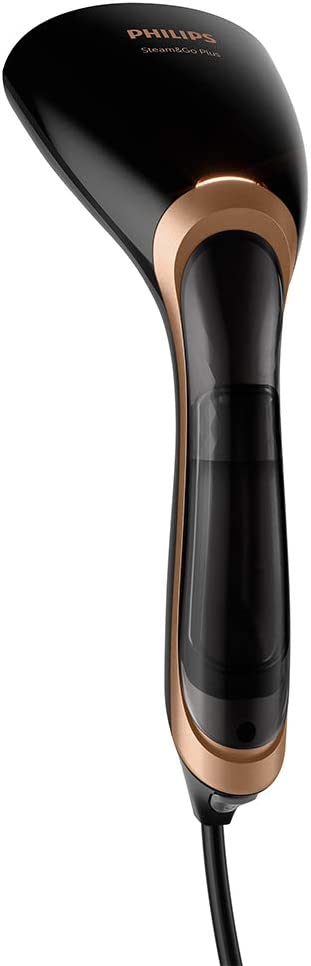 Philips Steam&Go Plus Handheld Clothes Steamer, Vertical and Horizontal Garment Steamer, No Ironing Board Needed, 1300 W, Black/Copper, GC362/86