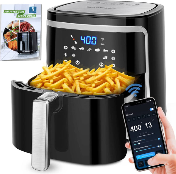 Aigostar Smart WiFi 7L Air Fryer Oven with Recipes Cookbook, 1900W, 8 Presets, Keep Warm, Preheat & Shake Remind, 60 Min Timer [Energy Class A+++]