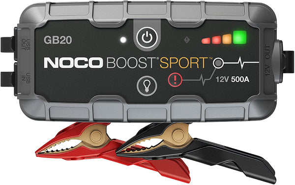 NOCO Boost Sport GB20 500A 12V UltraSafe Portable Lithium Jump Starter, Car Battery Booster Pack, USB Powerbank, Jump Leads for 4.0 L Petrol Engines