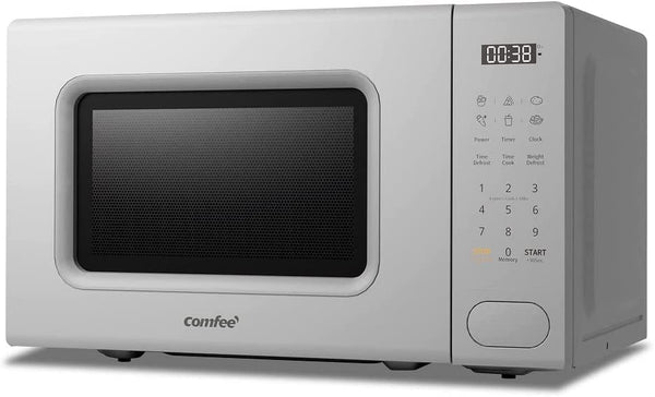 COMFEE' 700w 20 Litre Digital Microwave Oven with 6 Cooking Presets, Express Cook, 11 Power Levels, Defrost, and Memory Function, Grey CM-E202CC(GR)