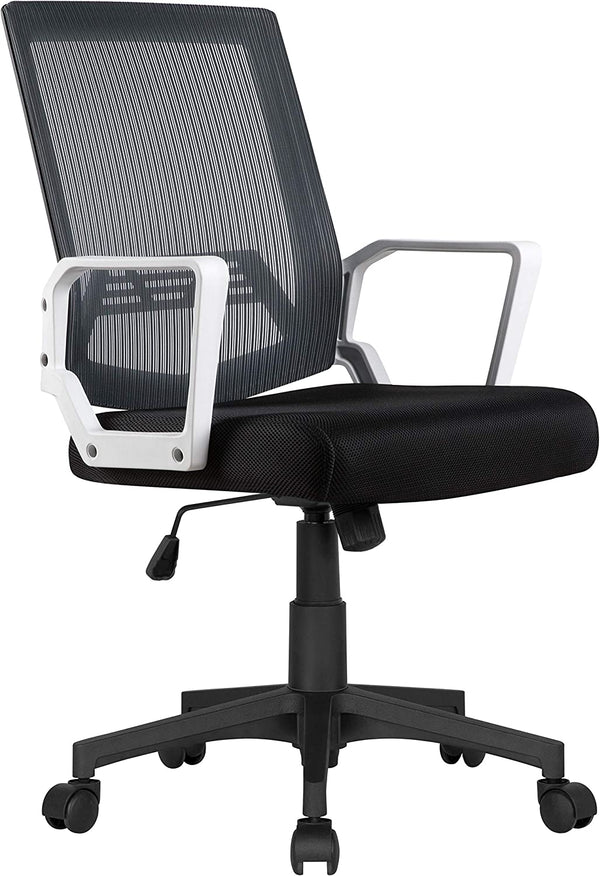 Yaheetech Adjustable Computer Chair Ergonomic Mesh Work Chair Reclining Mid-Back Study Chair with Comfy Lumbar Back Support for Home Office Grey