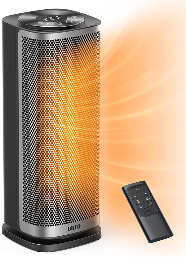 Dreo Space Heater Solaris Slim H2, 1800W 3-Mode 3-Speed, Quick Heating, 70° Oscillation, 12H Timer, LED Display with Remote, Energy-Saving ECO Mode