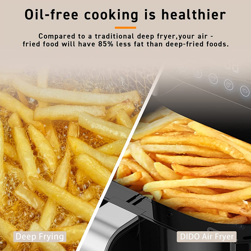 DIDO Air Fryer Oven 5.5L with Rapid Air Circulation,1700W, for Home Use, 60 Min. Timer & Temperature, Nonstick Basket for Healthy Oil Free Cooking
