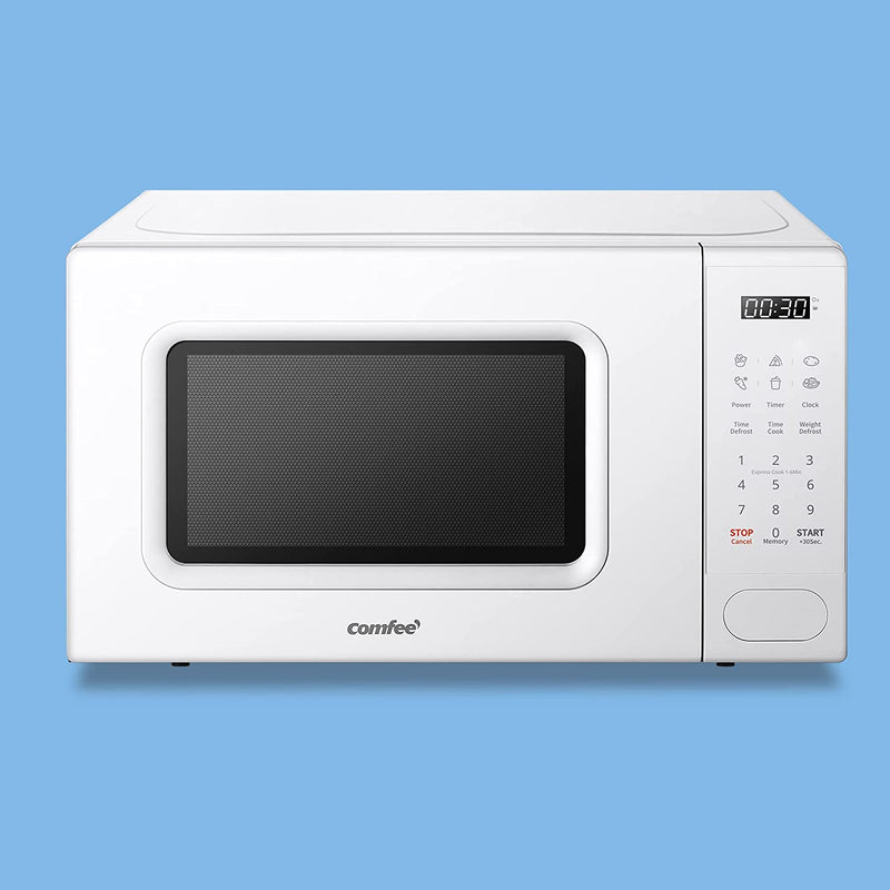 COMFEE' 700w 20 Litre Digital Microwave Oven with 6 Cooking Presets, Express Cook, 11 Power Levels, Defrost, and Memory Function, White CM-E202CC(WH)