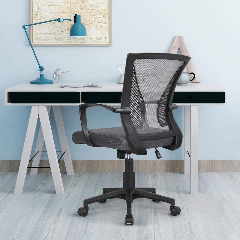 Yaheetech Adjustable Office Chair Ergonomic Executive Mesh Swivel Comfy Work Desk Computer Chair with Arms/Height Adjustable Dark Grey