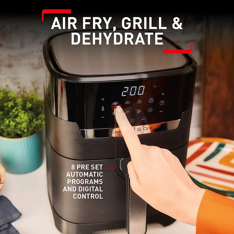 Tefal EasyFry Precision 2-in-1 Digital Air Fryer and Grill 4.2L Capacity 8 Programs inc Dehydrator Black EY5058, [Save Up To 80% Energy]