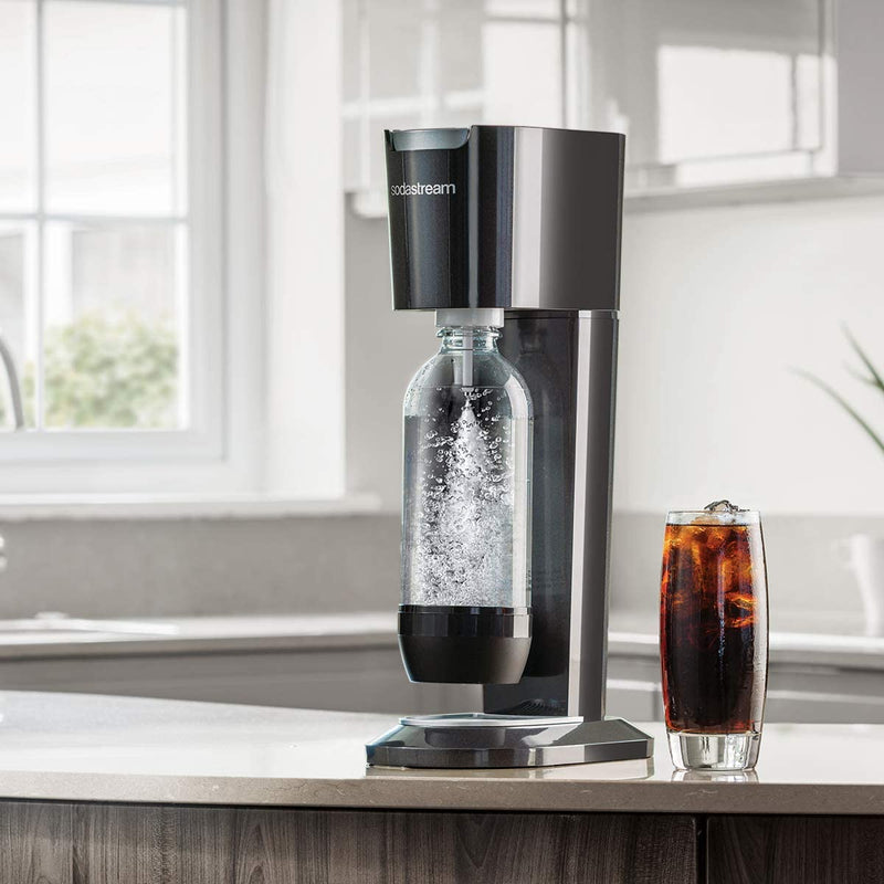 SodaStream Genesis Sparkling Water Maker Machine includes a 1 Litre Reusable BPA Free Water Bottle for Carbonating and 60 L CO2 Gas Cylinder - Black