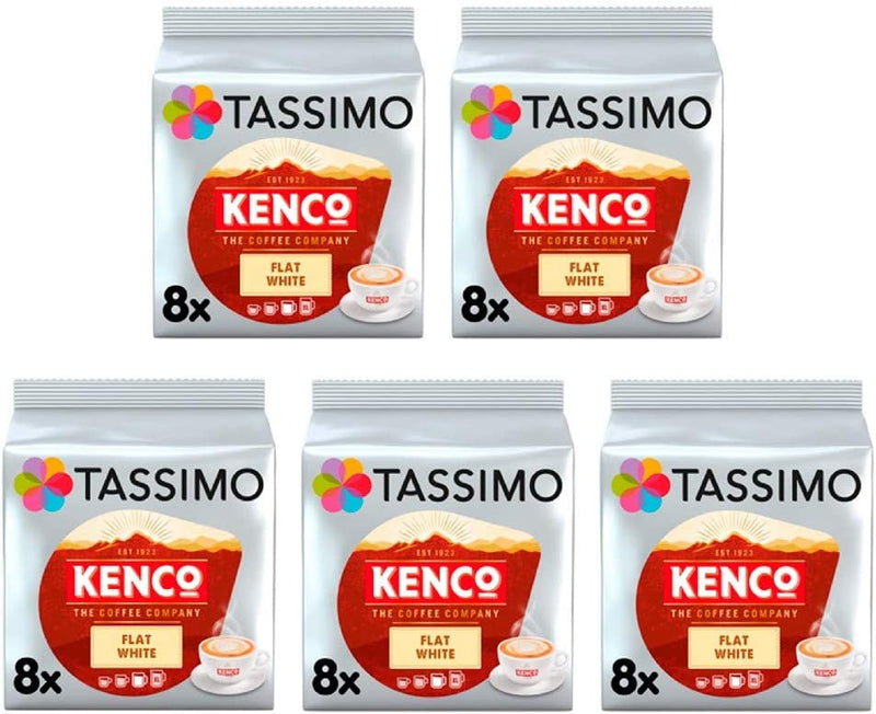 Tassimo Kenco Flat White Coffee Pods (Pack of 5, Total 40 Servings)