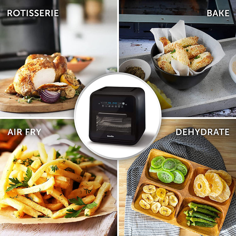 Breville Halo Rotisserie Air Fryer | 10 Litre Digital Air Fryer Oven | 2000 W | Fry, Bake, Roast and Dehydrate | Black and Grey [VDF127]