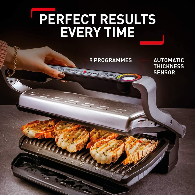 Tefal OptiGrill+ XL GC722D40 Intelligent Health Grill, 9 Automatic Settings, Stainless steel, 2180W, 6-8 Portions, 48.9 x 38.2 x 22.8 cm
