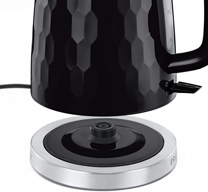 Russell Hobbs 26051 Cordless Electric Kettle - Contemporary Honeycomb Design with Fast Boil and Boil Dry Protection, 1.7 Litre, 3000 W, Black
