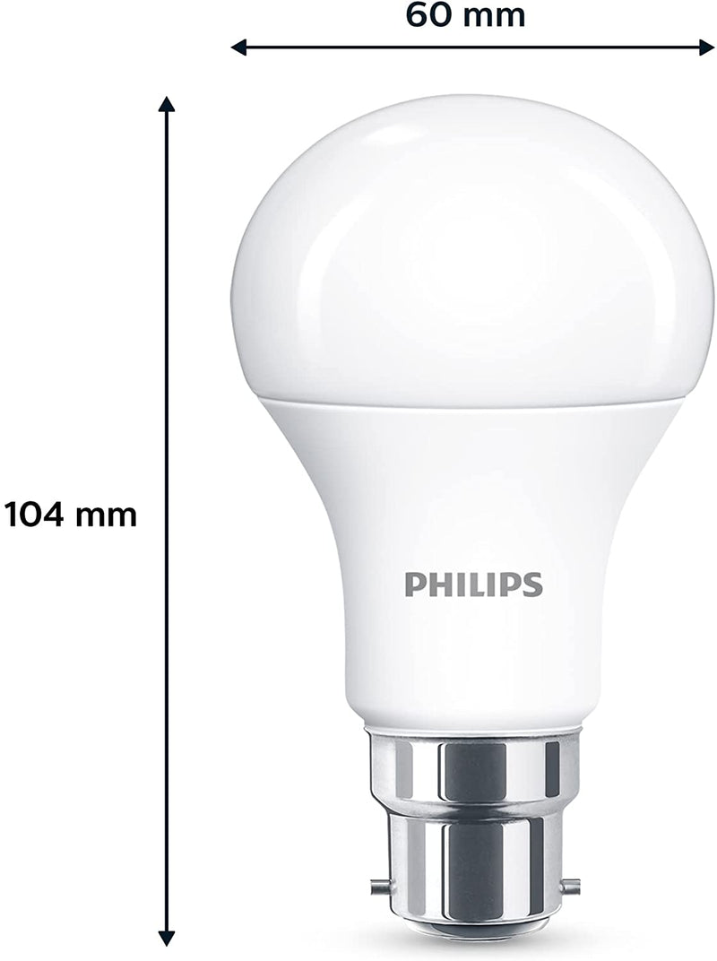 Philips LED B22 Frosted Light Bulbs, 13 W (100 W) - Warm White, Pack of 6 [Energy Class E]