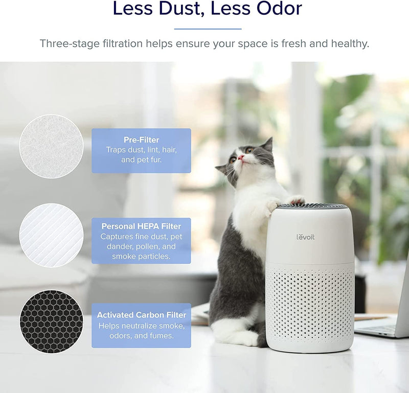 LEVOIT Air Purifier for Home Bedroom Office, Ultra Quiet HEPA Air Filter Cleaner with Fragrance Sponge & 3 Speed for Allergies, Dust, Odor, Pet, Smoke