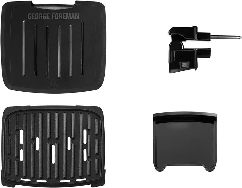 George Foreman 28300 Immersa Individual Electric Grill - Removable Control Panel To Allow Grill Machine To Be Fully Washable And Dishwasher Safe, Black