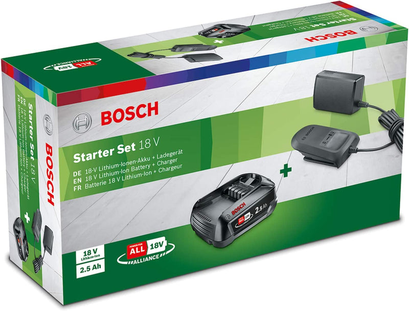 Bosch Home and Garden Battery and Charger Starter Set PBA 18 V (18 V System, 2.5 Ah Battery, Charger, in Carton Packaging)