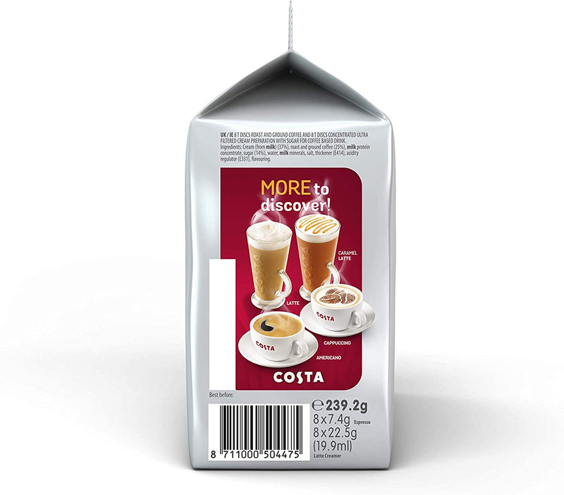 Tassimo Costa Cappuccino Coffee Pods - 10 Packs (80 Drinks)