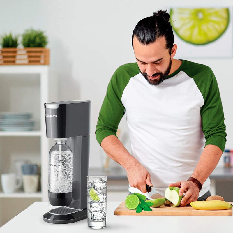SodaStream Genesis Sparkling Water Maker Machine includes a 1 Litre Reusable BPA Free Water Bottle for Carbonating and 60 L CO2 Gas Cylinder - Black