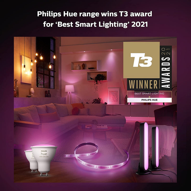 Philips Hue Play White and Colour Ambiance Smart Light Bar Extension, Entertainment Lighting for TV & Gaming (Works with Alexa, Google, Apple), Black