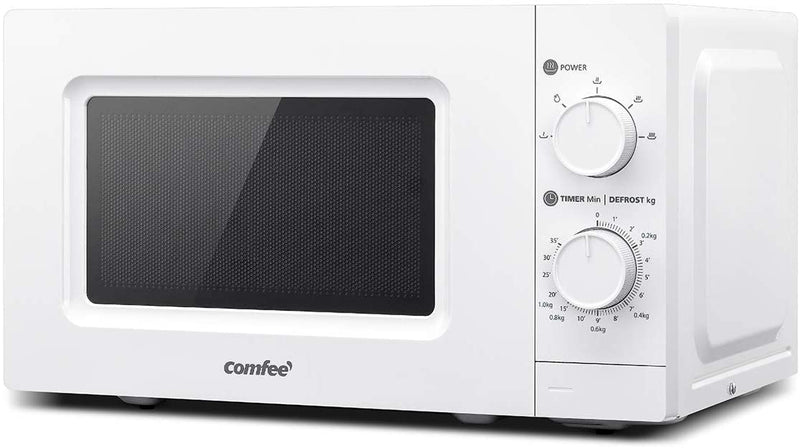 COMFEE' 700w 20L Microwave Oven with 5 Cooking Power Levels, Easy Defrost Function, and Kitchen Timer - Fashionable White - CM-M202GSF