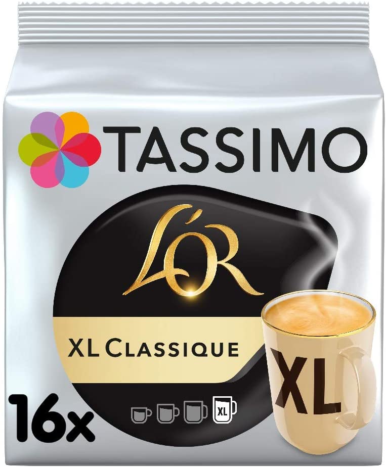 Tassimo L'OR XL Classique Coffee Pods (Pack of 5, Total 80 Coffee Capsules)