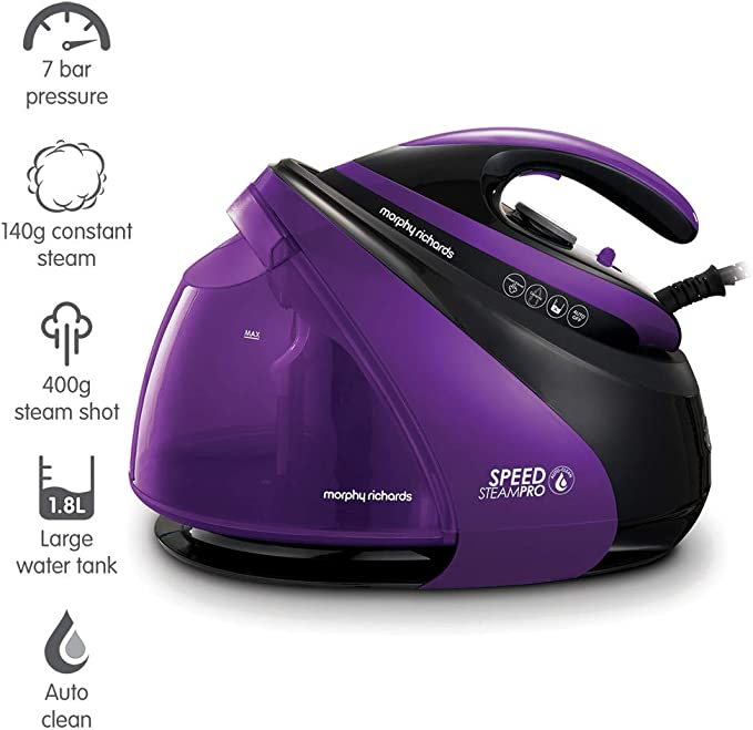 Morphy Richards 332100 Steam Generator Iron Easy Clean, De-Scale, Ceramic Soleplate, Lilac