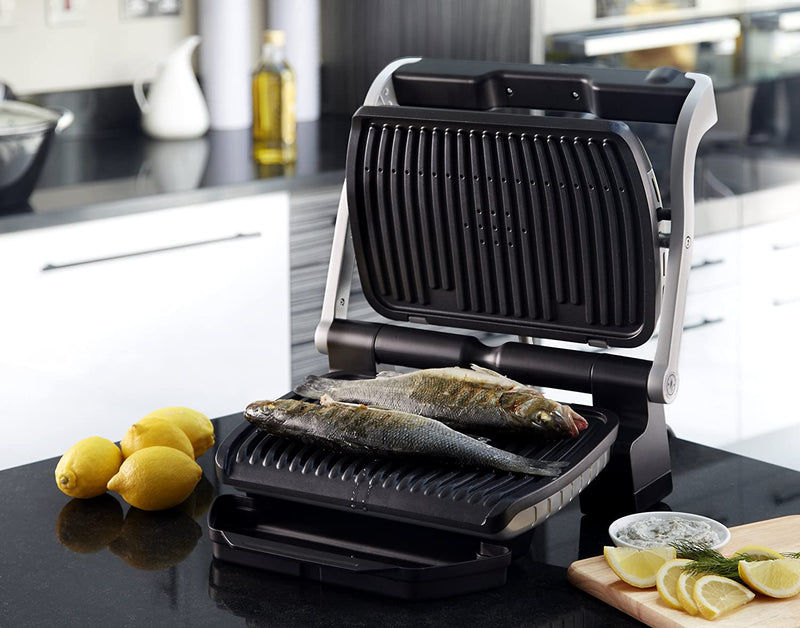 Tefal OptiGrill+ GC713D40 Intelligent Health Grill, 6 Automatic Settings, Stainless Steel, 2000W, 4-6 Portions, 14.57 x 14.17 x 6.5 cm