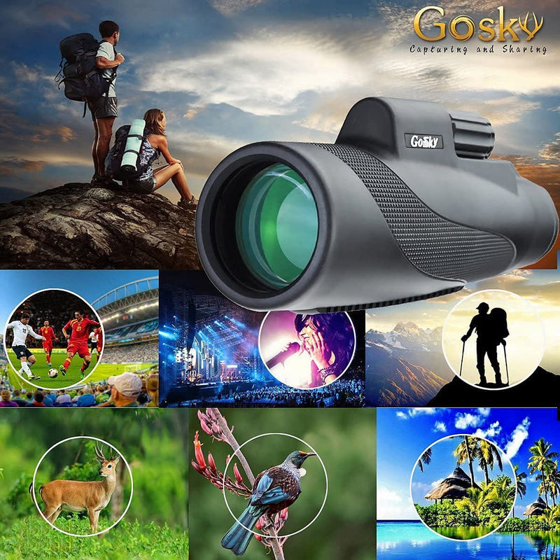 Gosky Titan 12X50 High Power Prism Monocular and Quick Smartphone Holder - Waterproof Fog- Proof Shockproof Scope - for Bird Watching Hunting Camping