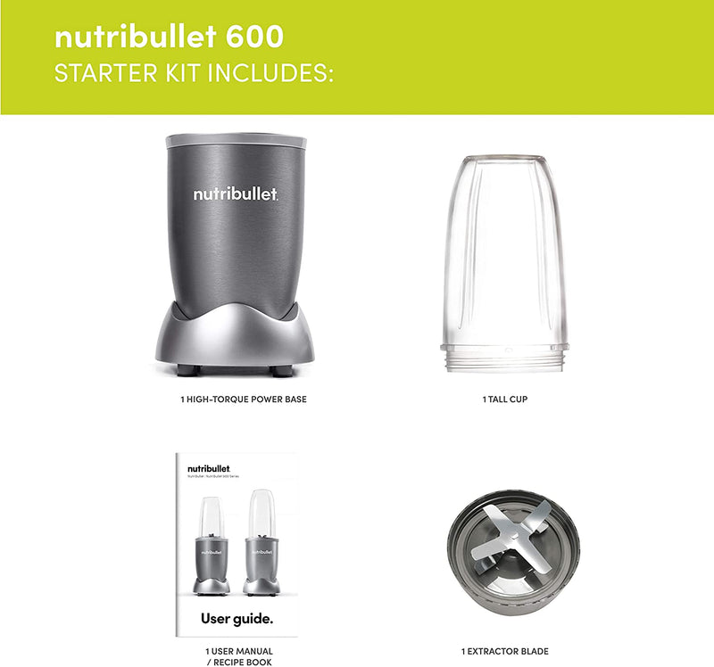 NUTRiBULLET NBR-0509 600 Series Starter Kit - Nutrient Extractor High Speed Blender - 600 W - Graphite