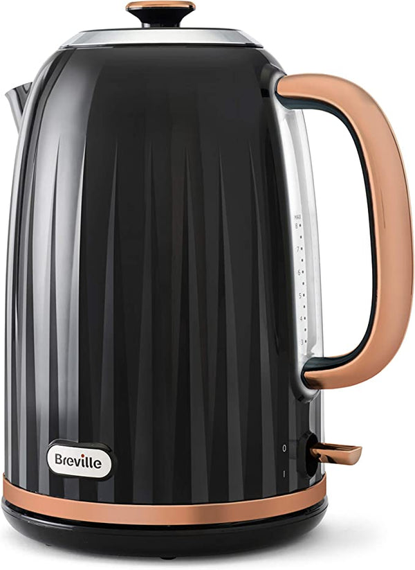 Breville Impressions Electric Kettle | 1.7 Litre | 3 KW Fast Boil | Black and Rose Gold [VKT163]