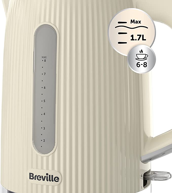 Breville Bold Vanilla Cream Electric Kettle | 1.7L | 3kW Fast Boil | Cream & Silver Chrome [VKT223]