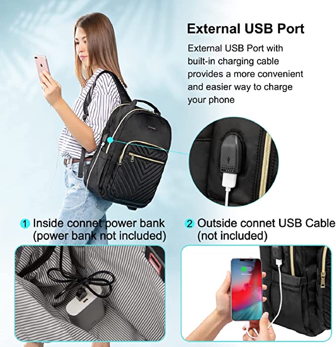 LOVEVOOK Laptop Backpack for Women 17.3 Inch, Work Business Travel School College Bag With USB Charging Port, Rucksack, Stylish Daypack