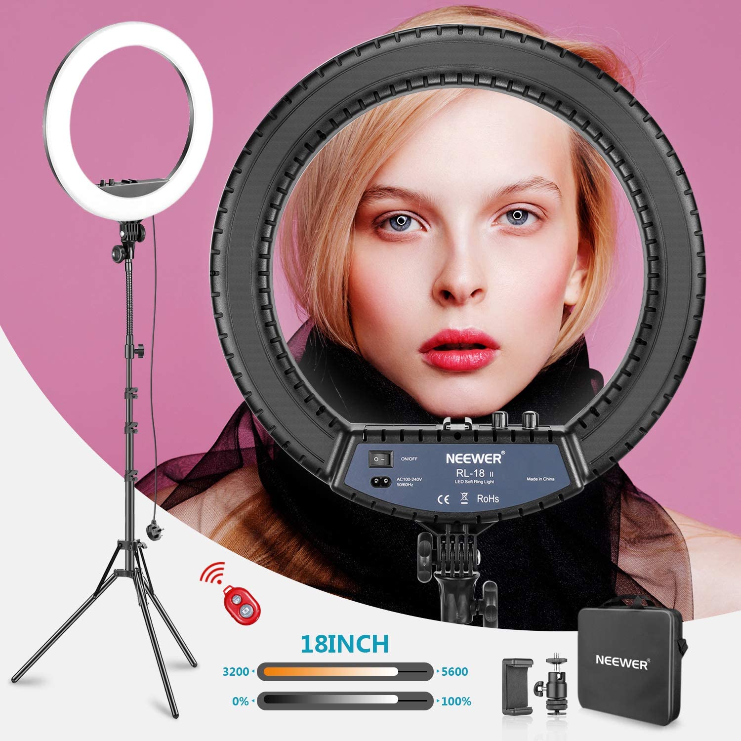 Neewer Ring Light 18 Inch – Slim Dimmable Ring Light with Stand