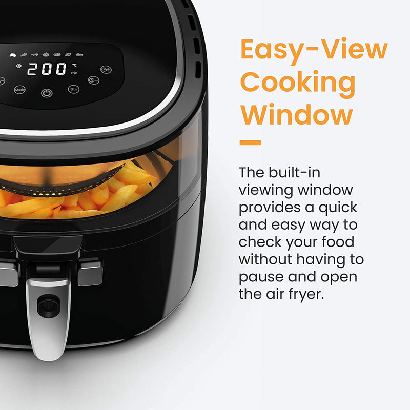 Pro Breeze XL 7.5L Air Fryer - 1800W with Cooking Window, Auto Food Stirring Paddle, Digital Display, 60 Min. Timer, 7 Pre-Set Modes, Temp. Control
