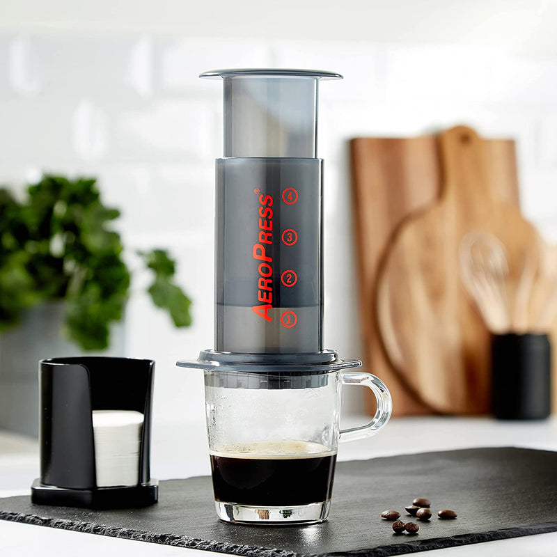 AeroPress Coffee and Espresso Maker - Quickly Makes Delicious Coffee Without Bitterness - 1 to 3 Cups Per Pressing
