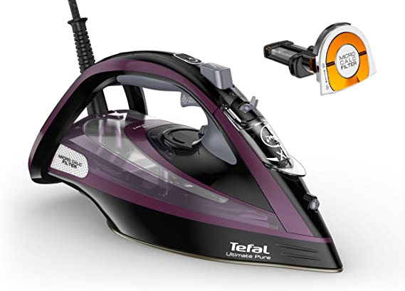 Tefal Ultimate Pure Steam Iron, 240g/min Steam Boost, 350ml Water Tank, 3m Power Cord, 3000W, Purple and Black, FV9830