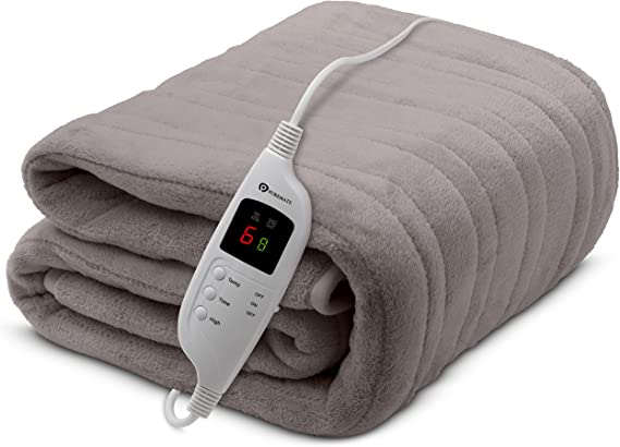 CozyMate Heated Throw - Luxurious Electric Blanket - Large 160x130cm with 9 Heat Settings and Timer, Machine Washable with Digital Controller, Grey