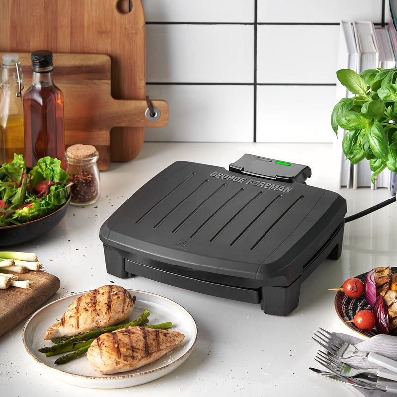 George Foreman 28310 Immersa Family Electric Grill - Removable Control Panel To Allow Grill Machine To Be Fully Washable And Dishwasher Safe, Black