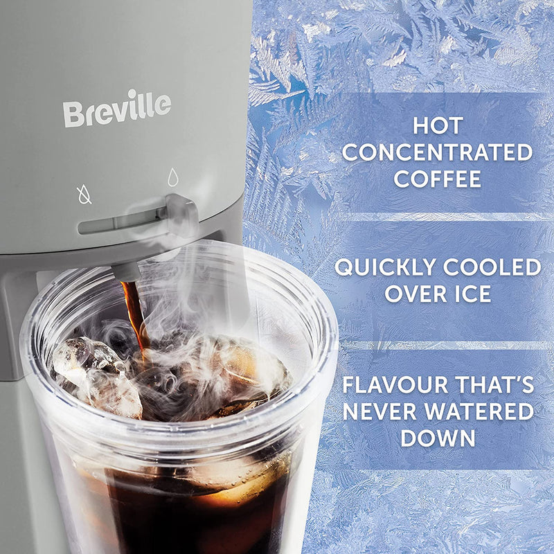 Breville Iced Coffee Maker | Plus Coffee Cup with Straw | Ready in Under 4 Minutes | Grey [VCF155]
