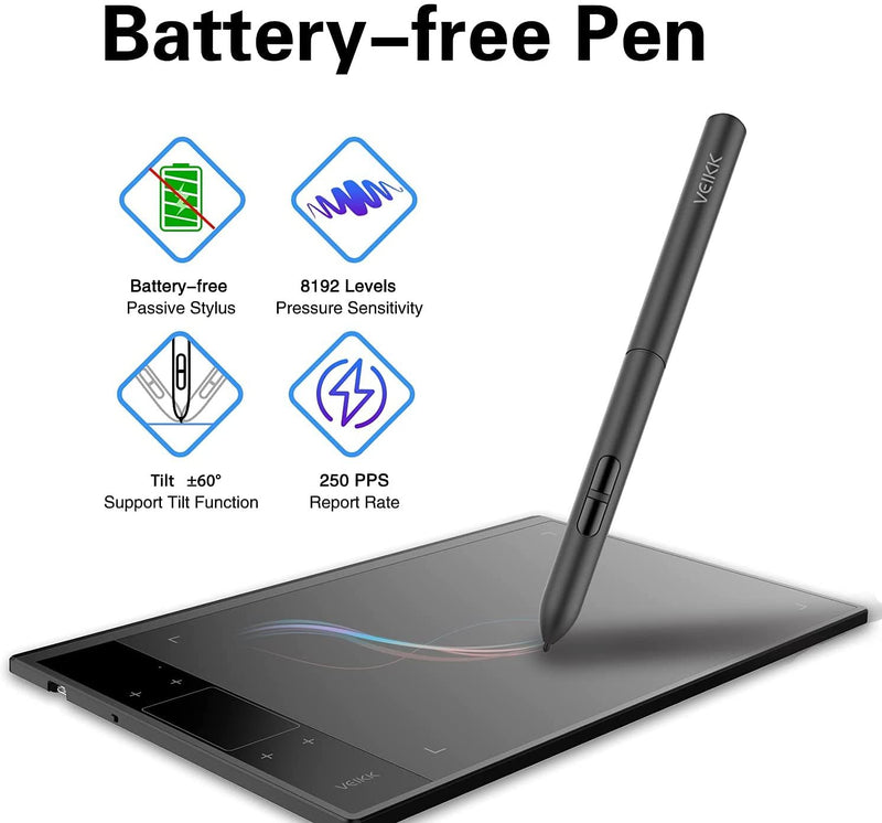 VEIKK A30 graphic tablet has 4 touch keys and 1 gesture pad