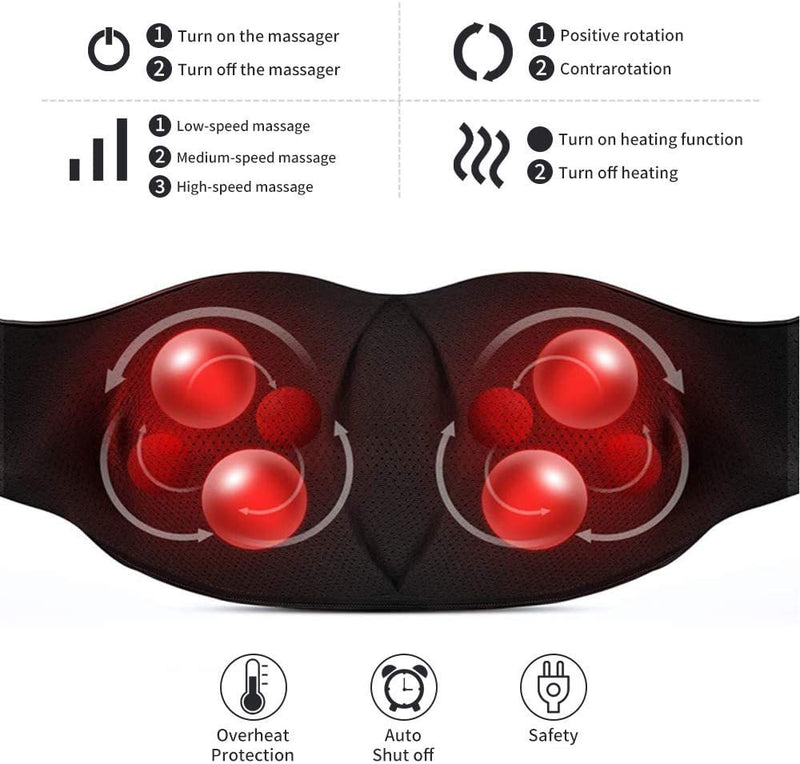 iKristin Neck Massager with Heat, Shiatsu Massager for Neck, Back, Shoulder, Foot and Leg, Deep Tissue 3D Kneading Helps to Relax Muscles at Home
