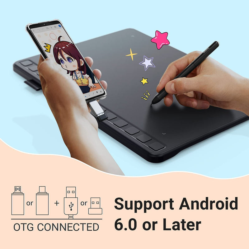 【2.4G Wireless Drawing Tablet】The Wireless UGEE S1060W graphic drawing tablet can simply plug the included USB receiver into your computer to draw wirelessly