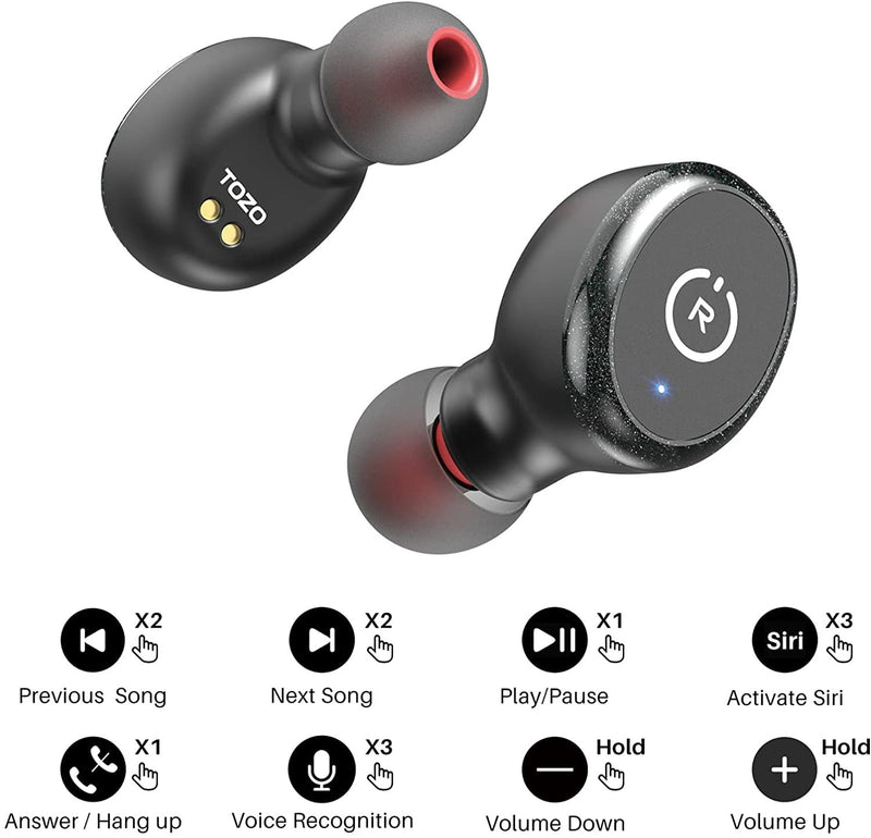 TOZO T10 Earbuds support HSP HFP A2DP AVRCP, which provides instant pairing and stable transmission without interruptions.