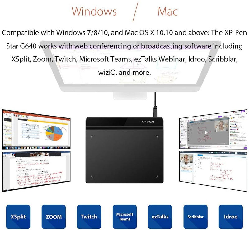 G640 Drawing tablet supports Windows 10/8/7(32/64bit), Mac OS X version 10.10 or later, Linux (Detailed versions)