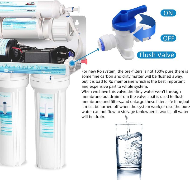 Geekpure Reverse Osmosis Drinking Water Filter System-75GPD (5 Stage with Pump)