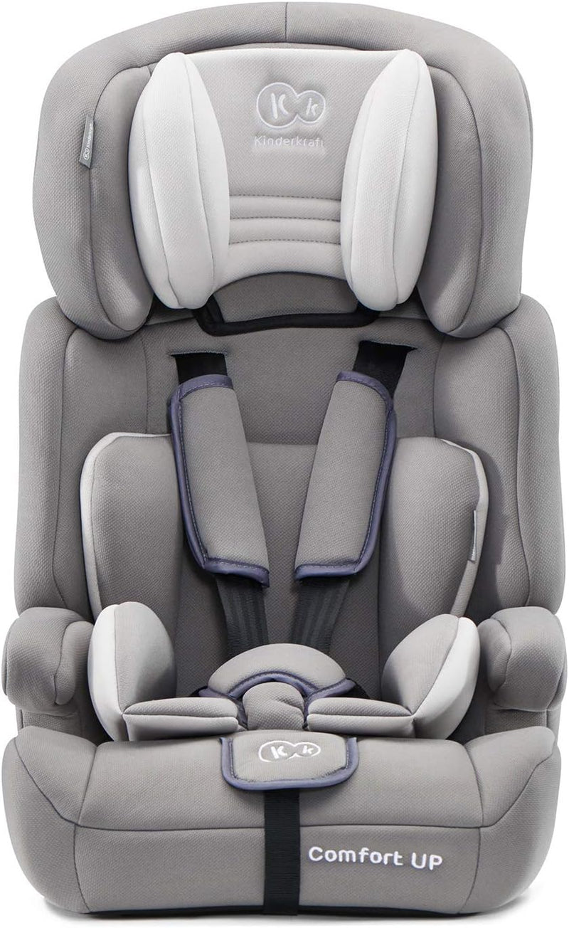 Kinderkraft Car Seat COMFORT UP, Booster Child Seat, with 5 Point Harness, Adjustable Headrest, for Toddlers, Infant, Group 1/2/3, 9-36 Kg, Up to 12 Years, Safety Certificate ECE R44/04, Gray