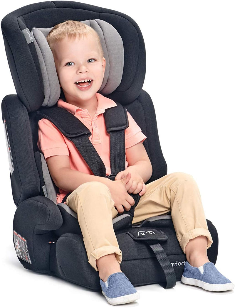 Kinderkraft Car Seat COMFORT UP, Booster Child Seat, with 5 Point Harness, Adjustable Headrest, for Toddlers, Infant, Group 1/2/3, 9-36 Kg, Up to 12 Years, Safety Certificate ECE R44/04, Gray