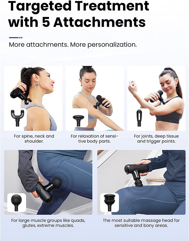 Massage Gun, Bob and Brad Q2 Mini Pocket-Sized Muscle Massage Gun Deep Tissue Massager for Back Leg Shoulder, Portable Percussion Massager with Carry Case for On The Go Usage, Great Gifts