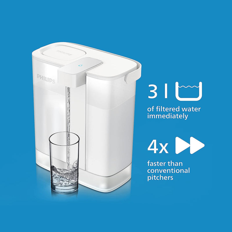 Philips Water Instant Water Filter - 3L capacity, 1L/min fast flow, USB-C rechargable